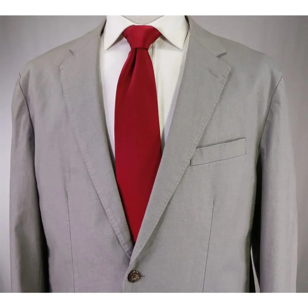 J Crew Mens Slate Gray Classic Fit Hemp Cotton Patch Pocket 2-Btn Suit Large 42R